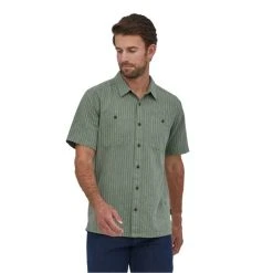 PATAGONIA M'S BACK STEP SHIRT SMALL CURRENTS: SEDGE GREEN 22 -Volcom Boutique 9 105830 53139 slgn 02