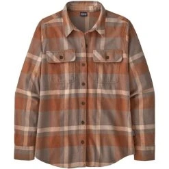 PATAGONIA W'S L/S ORGANIC COTTON MW FJORD FLANNEL SHIRT COMSTOCK: DUSKY BROWN 23