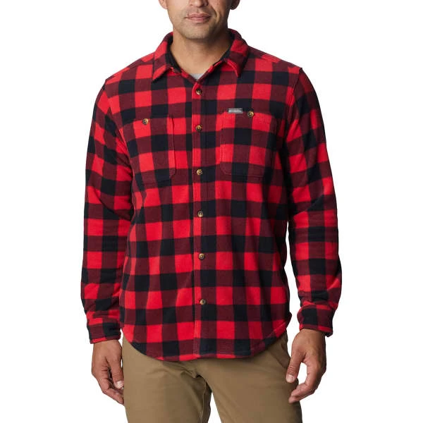 COLUMBIA FLARE GUN FLEECE OVER SHIRT MOUNTAIN RED CHECK 23 3 COLUMBIA FLARE GUN FLEECE OVER SHIRT MOUNTAIN RED CHECK 23