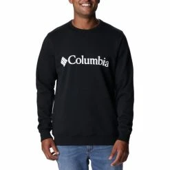 COLUMBIA LOGO FLEECE CREW BLACK WHITE CHECK 23