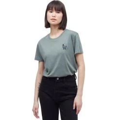 TENTREE W PERU EMBROIDERED LLAMA TSHIRT AGAVE GREEN 23