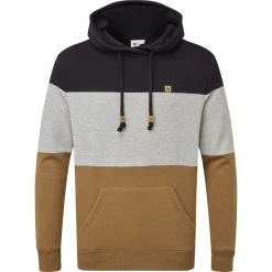 TENTREE TREEFLEECE BLOCKED REYNARD HOODIE METEORITE BLACK/HI RISE GREY HEATHER/FOXTROT BROWN 23