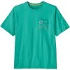 PATAGONIA M'S LINE LOGO RIDGE STRIPE ORGANIC POCKET T-SHIRT FRESH TEAL 23 -Volcom Boutique 9 126763 37587 frtl 01