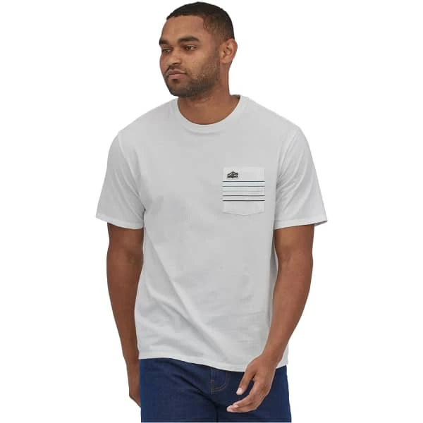 PATAGONIA M'S LINE LOGO RIDGE STRIPE ORGANIC POCKET T-SHIRT WHITE 23 3 PATAGONIA M'S LINE LOGO RIDGE STRIPE ORGANIC POCKET T-SHIRT WHITE 23